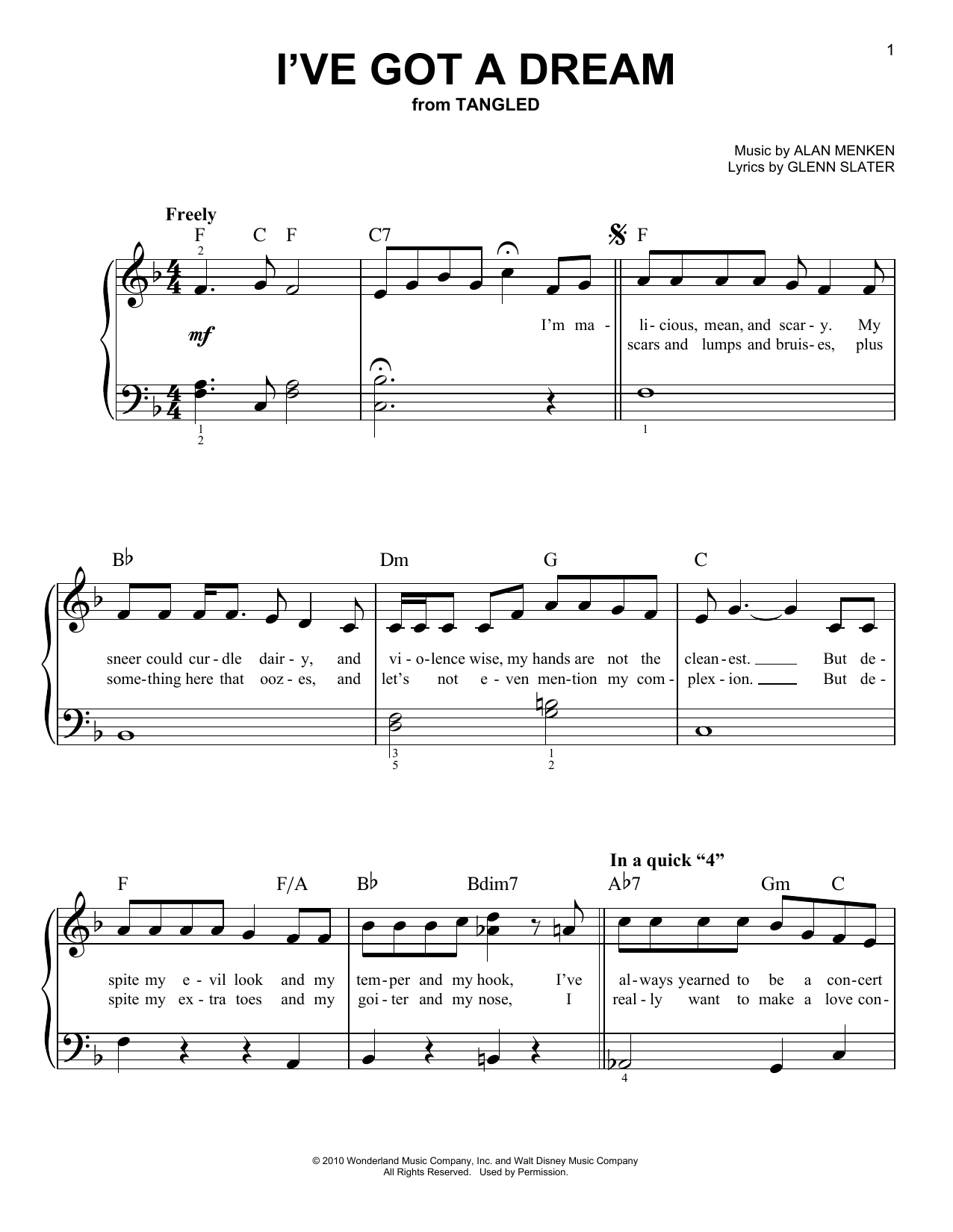 Produktgalerie: Seite 1 von 1 I've Got A Dream (from Tangled), Mandy Moore, Klavier