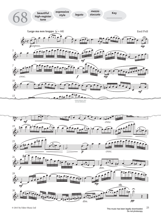 Product gallery: Page 1 of 1 Study No.68 'Largo Ma Non Troppo' (from 'More Graded Studies For Flute Book Two'), Emil Prill