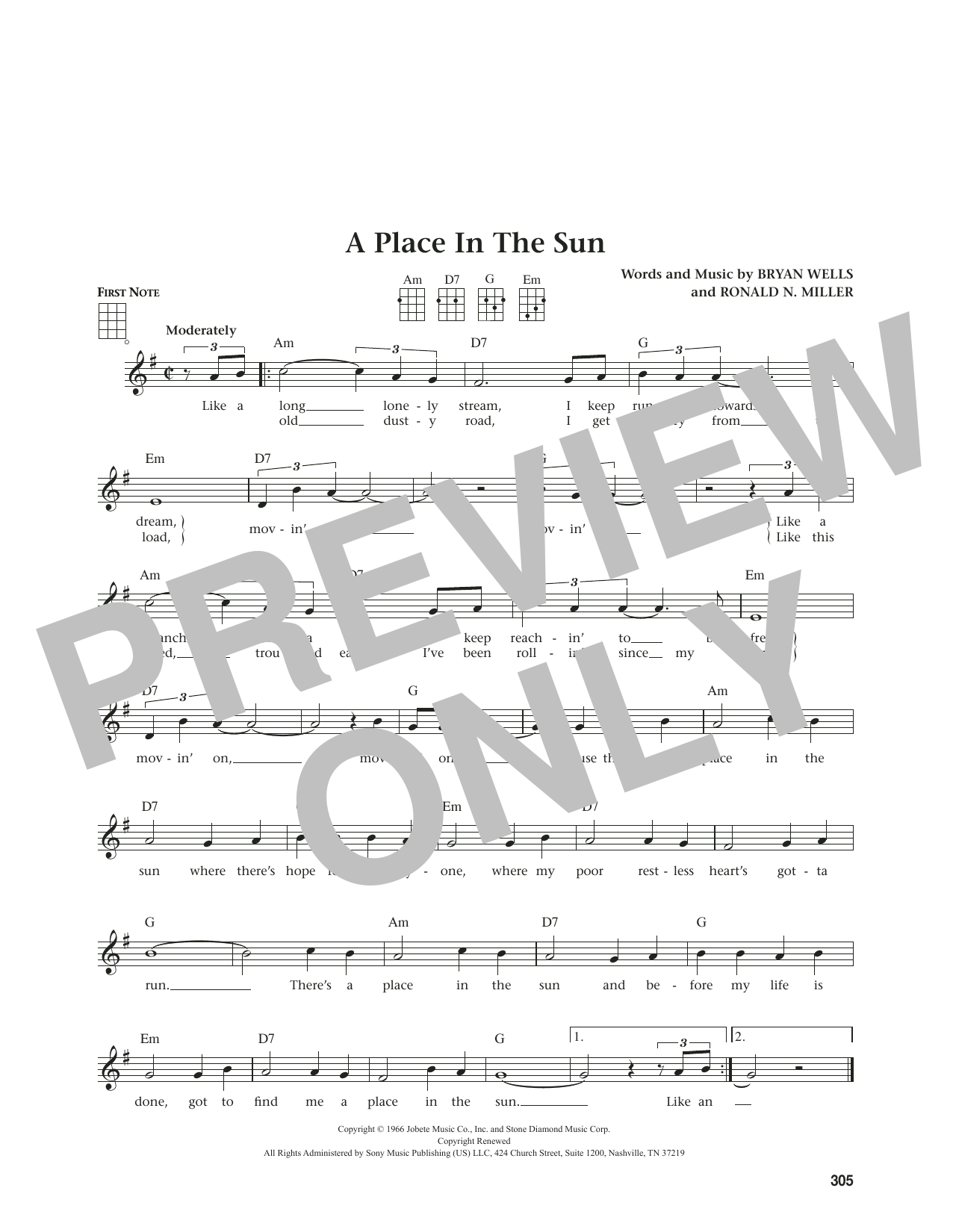 Produktgalerie: Seite 1 von 1 A Place In The Sun (from The Daily Ukulele) (arr. Jim Beloff), Stevie Wonder, Ukulele