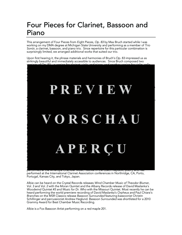 Produktgalerie: Seite 4 von 11 Four Pieces, , (Trio Klarinette, Fagott und Klavier)
