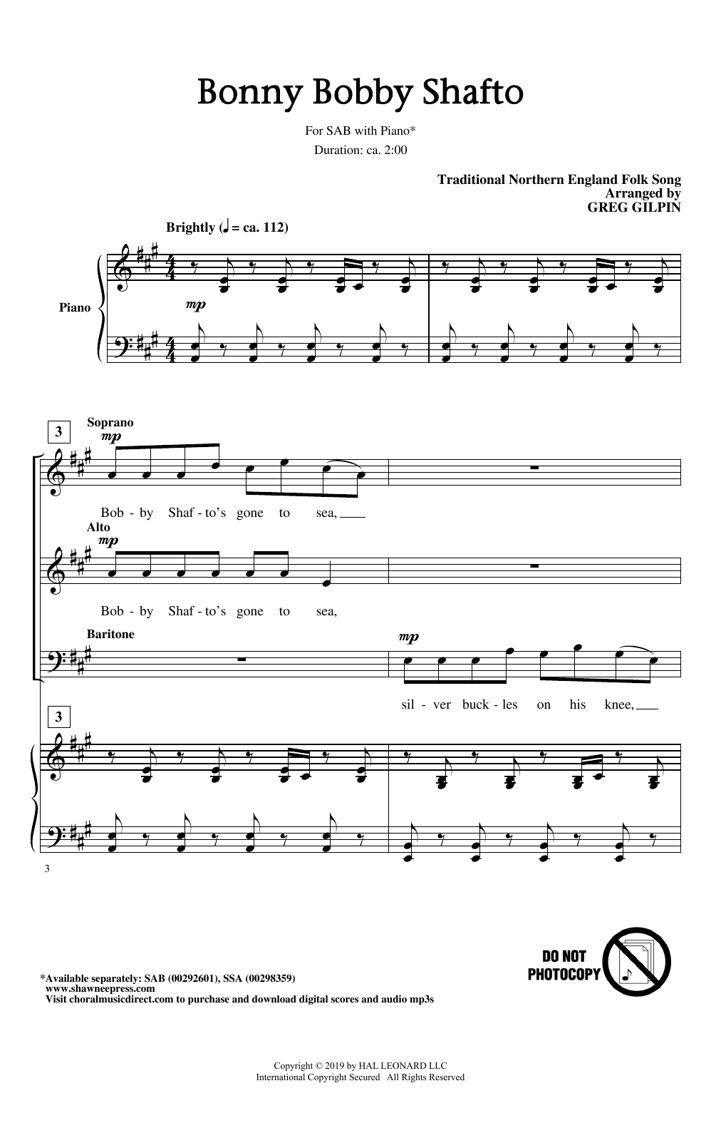 Product picture to: Bonny Bobby Shafto (arr. Greg Gilpin)
