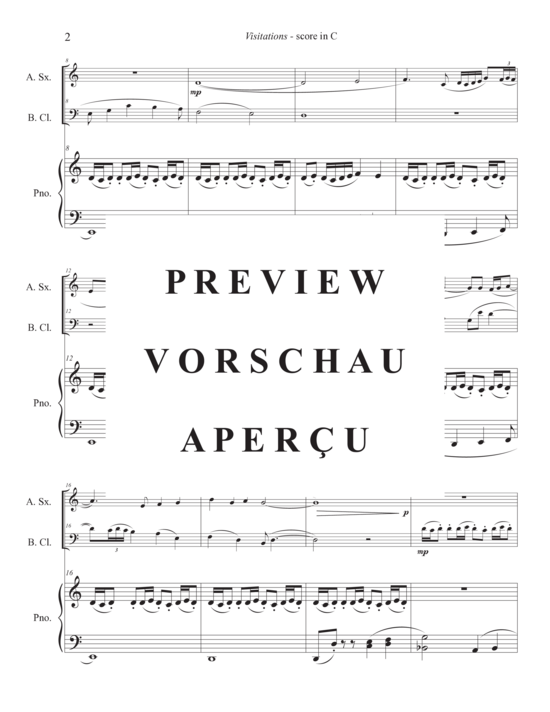 Product gallery: Page 6 of 21 Visitations from the Dark , , (alto saxophone, bass clarinet and piano)