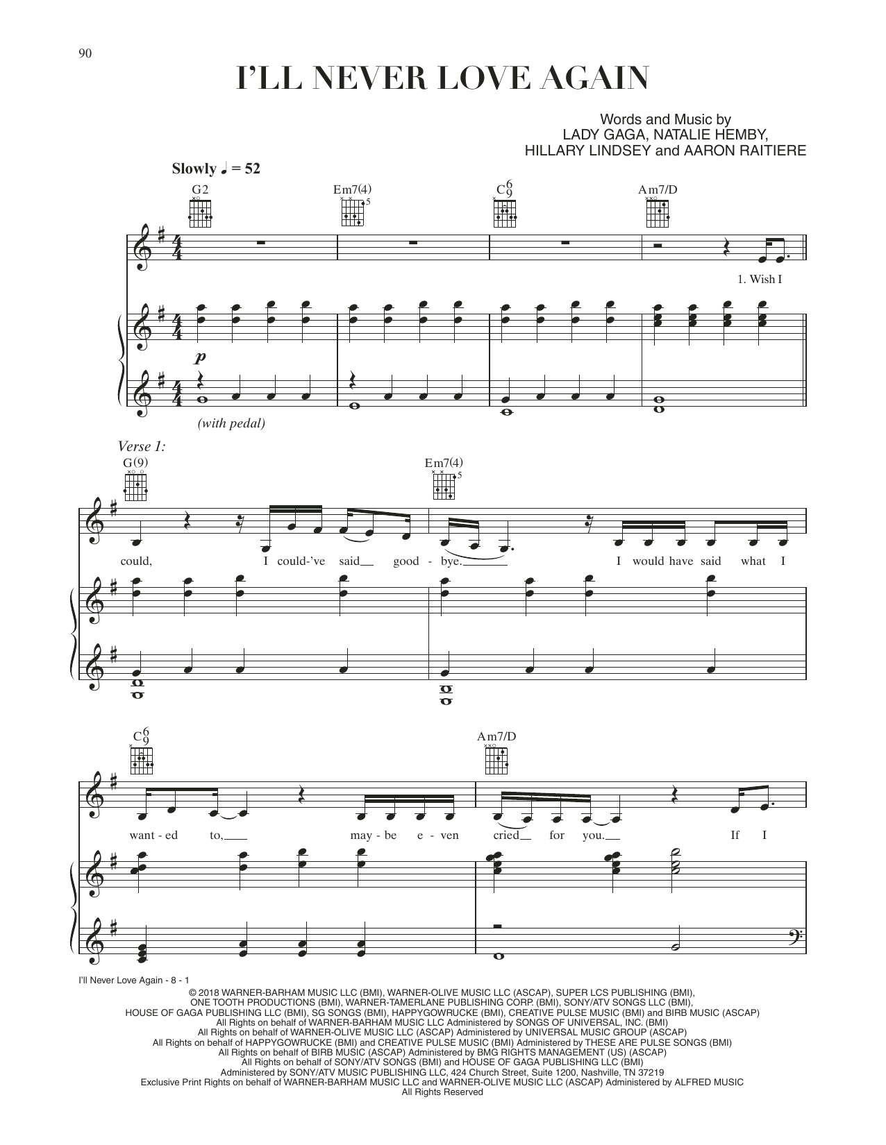 Produktbild zu: I'll Never Love Again (from A Star Is Born)