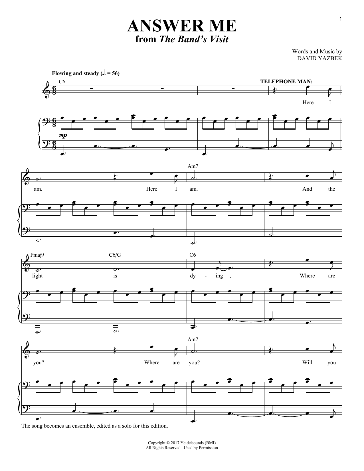 Produktbild zu: Answer Me [Solo version] (from The Band's Visit)
