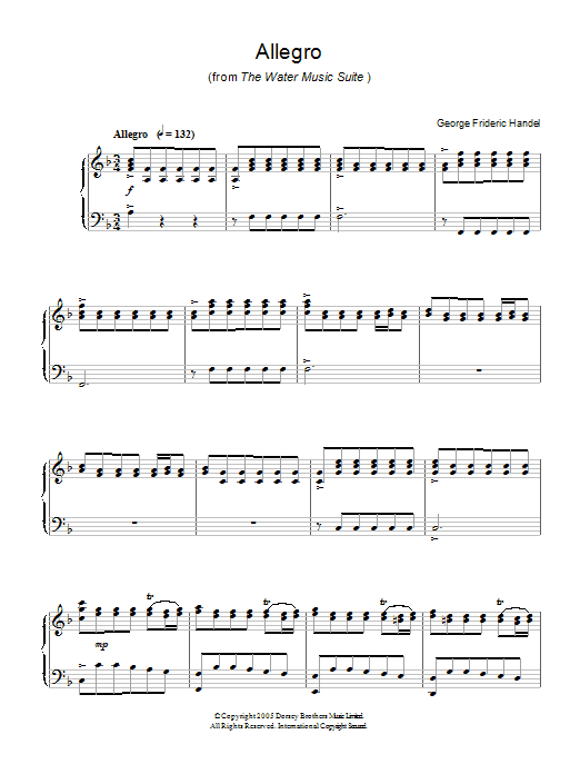 Product gallery: Page 1 of 1 Allegro (from The Water Music Suite), George Frideric Handel