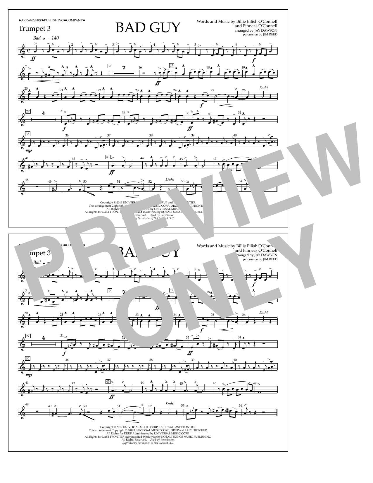 Produktbild zu: Bad Guy (arr. Jay Dawson) - Trumpet 3