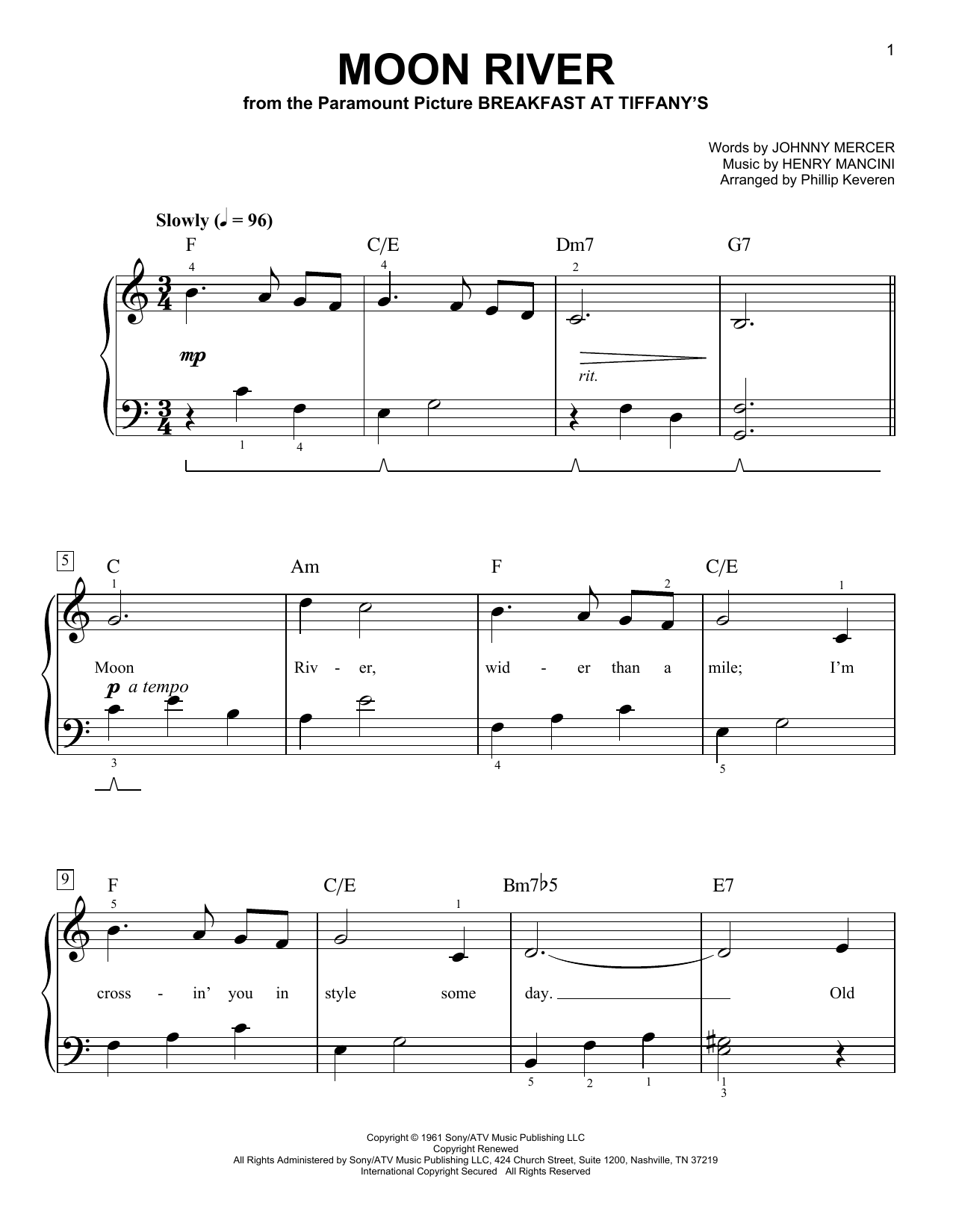 Product picture to: Moon River (arr. Phillip Keveren)