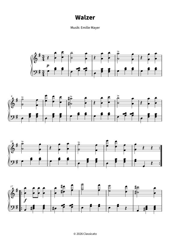 Produktgalerie: Seite 1 von 7 Walzer - Nr. 6 aus den Neun Tänzen für Klavier, , Klavier Solo
