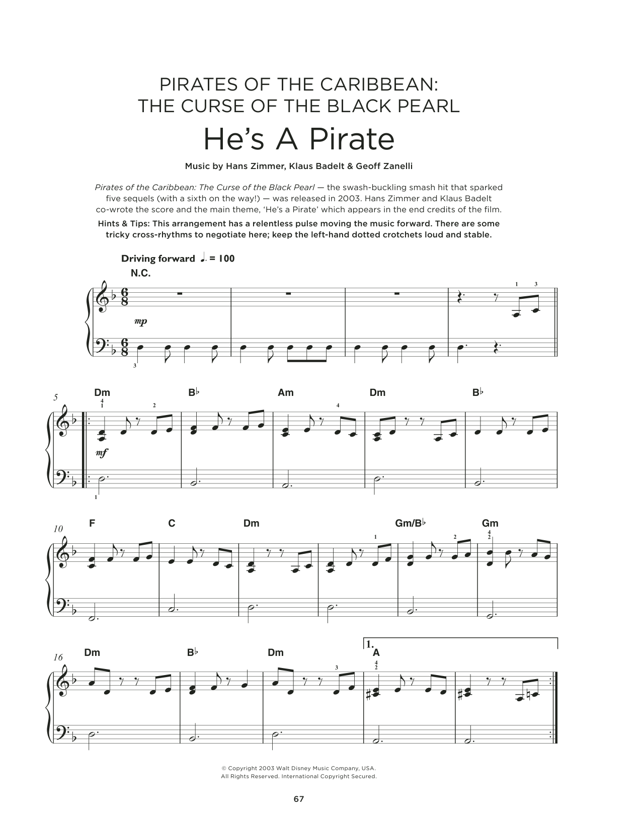 Produktbild zu: He's A Pirate (from Pirates Of The Caribbean: The Curse of the Black Pearl)