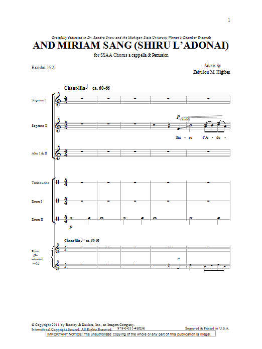 Produktgalerie: Seite 1 von 1 And Miriam Sang (Shiru L'Adonai), Zebulon M. Highben, Chor