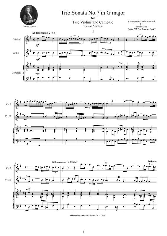 Produktbild zu: Trio Sonata No.7 in G-Dur Op.1Tomaso Albinoni