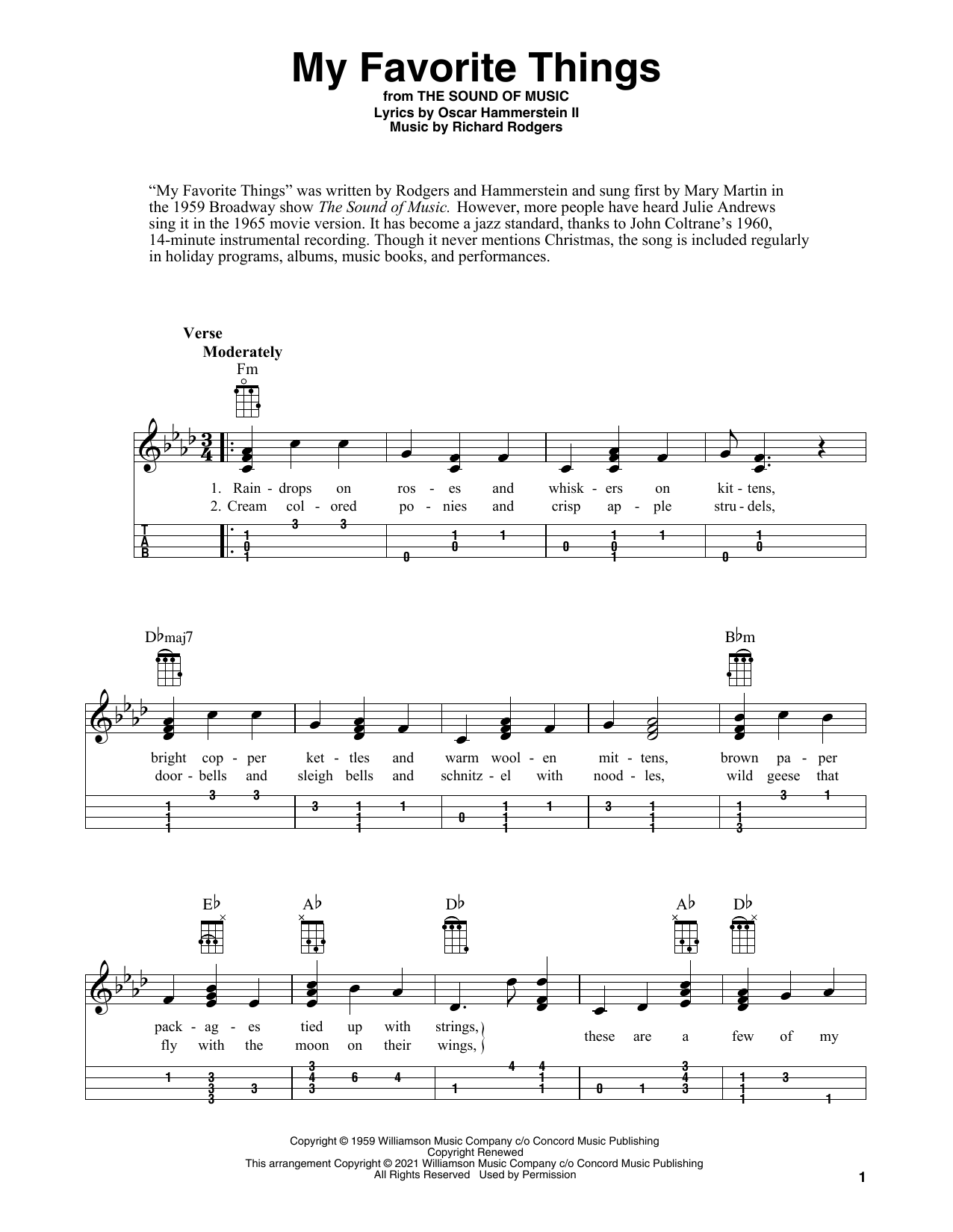 Product gallery: Page 1 of 1 My Favorite Things (arr. Fred Sokolow), Rodgers & Hammerstein