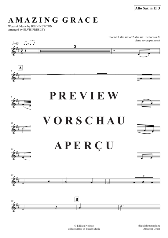 Product gallery: Page 12 of 21 Amazing Grace (Saxophon Trio AAA(T) , Presley, Elvis,  + piano)