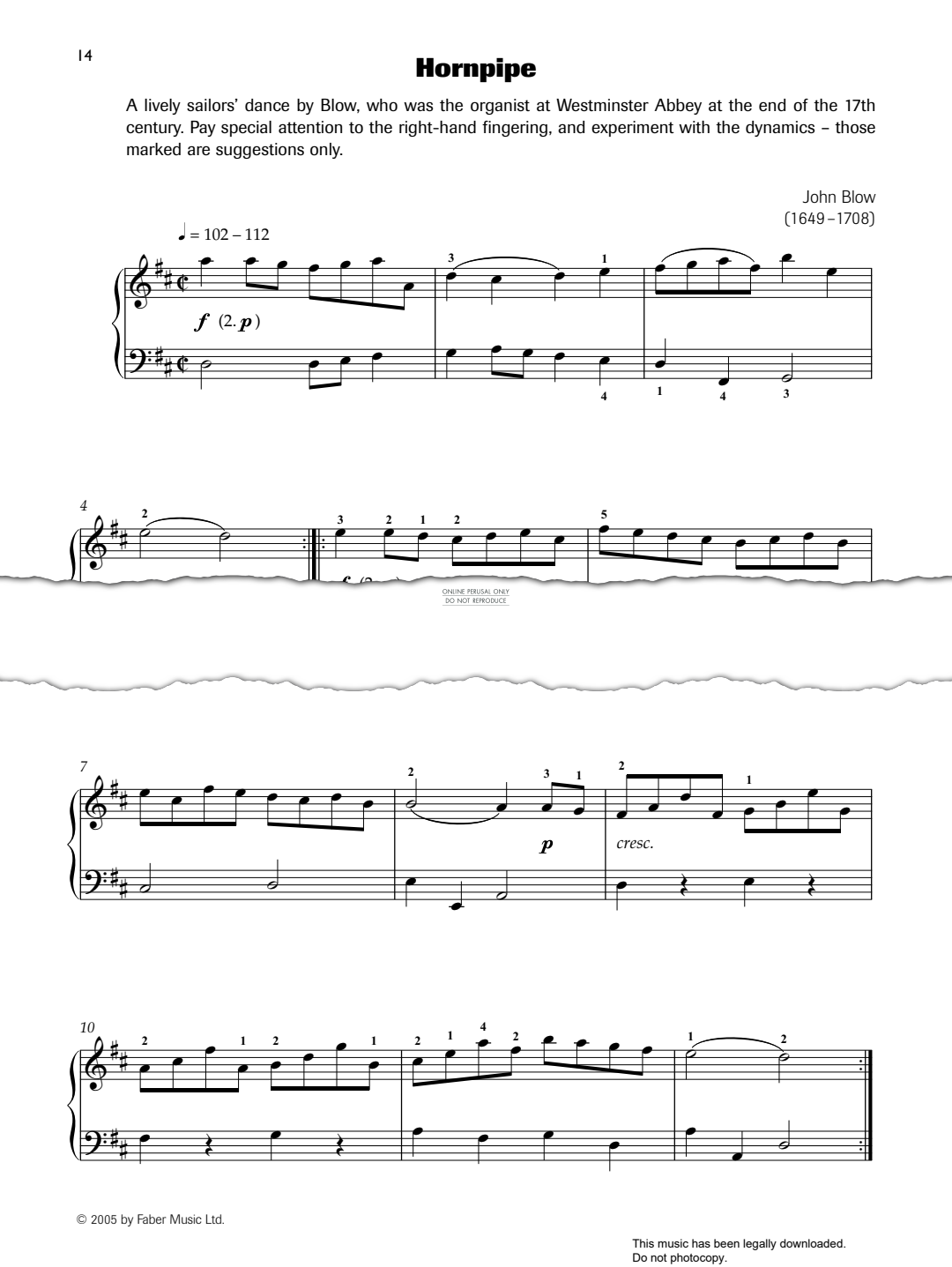 Produktgalerie: Seite 1 von 1 Hornpipe, John Blow, Klavier