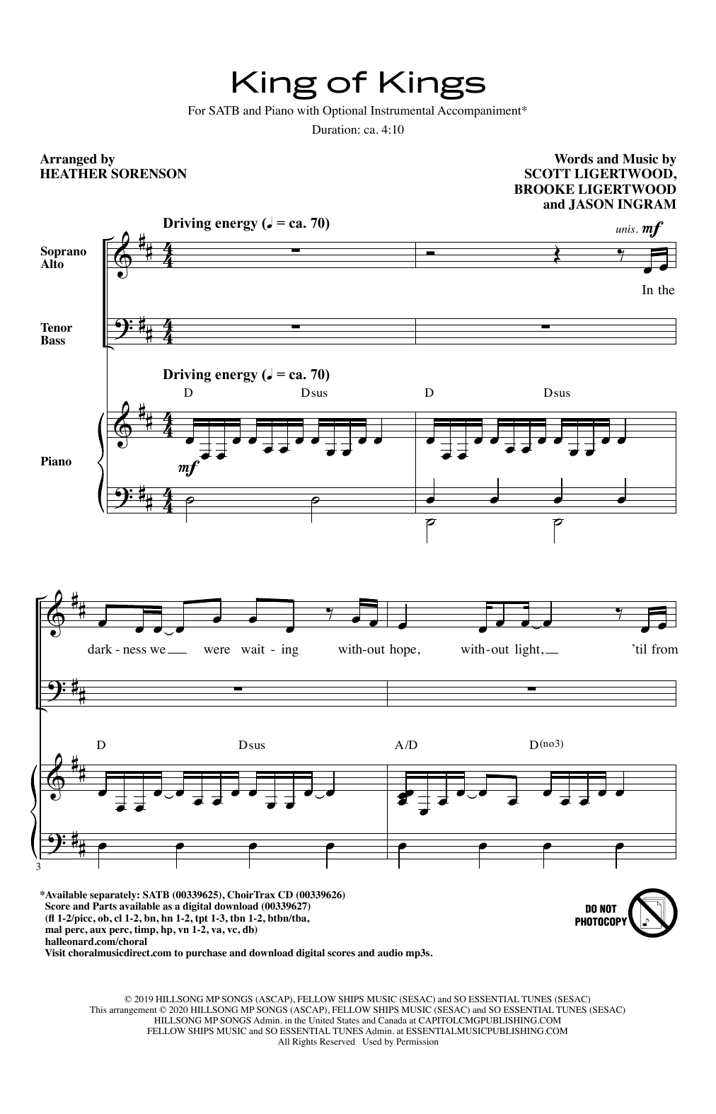 Product gallery: Page 1 of 1 King Of Kings (arr. Heather Sorenson), Hillsong Worship