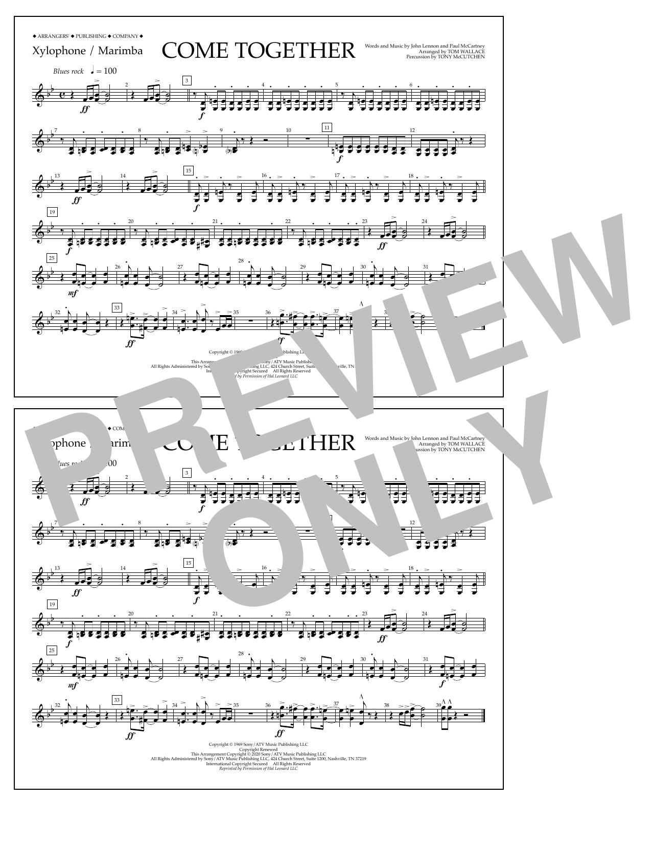 Produktbild zu: Come Together (arr. Tom Wallace) - Xylophone/Marimba