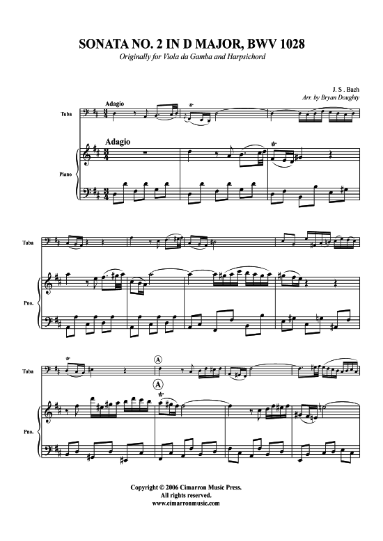 Product picture to: Sonata BWV 1028 J. S. Bach