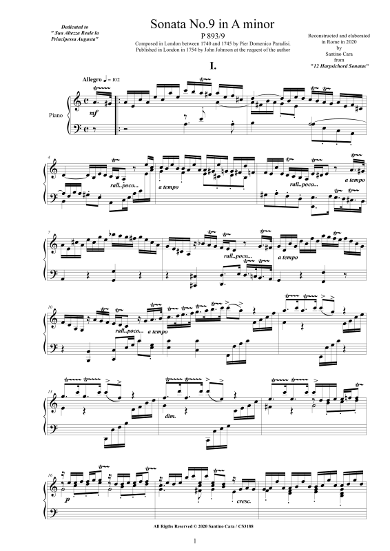 Produktbild zu: Sonate Nr. 9 in A-MollPier Domenico Paradisi