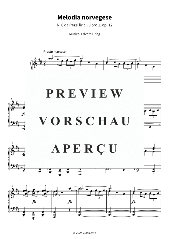 Product gallery: Page 5 of 7 Melodia norvegese - N. 6 da Pezzi lirici, Libro 1, op. 12, , Piano Solo