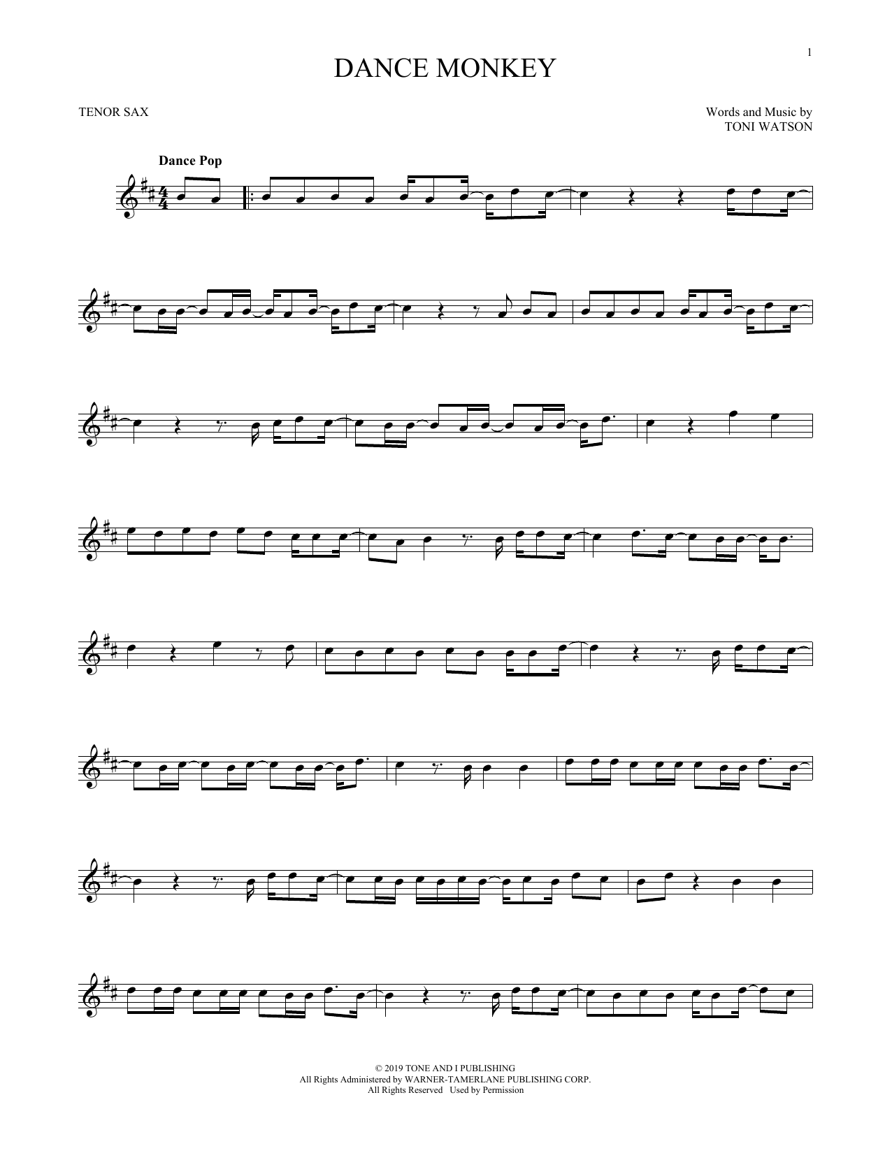 Product gallery: Page 1 of 1 Dance Monkey, Tones And I