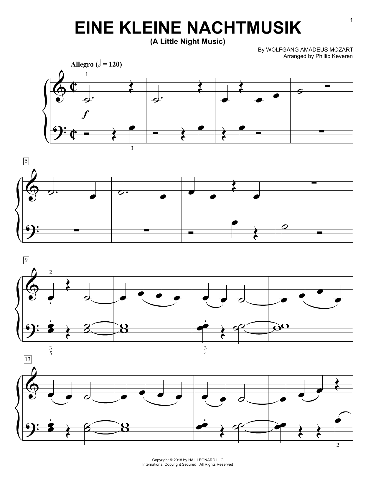 Produktgalerie: Seite 1 von 1 Eine Kleine Nachtmusik, K. 525 (arr. Phillip Keveren), Wolfgang Amadeus Mozart, Klavier