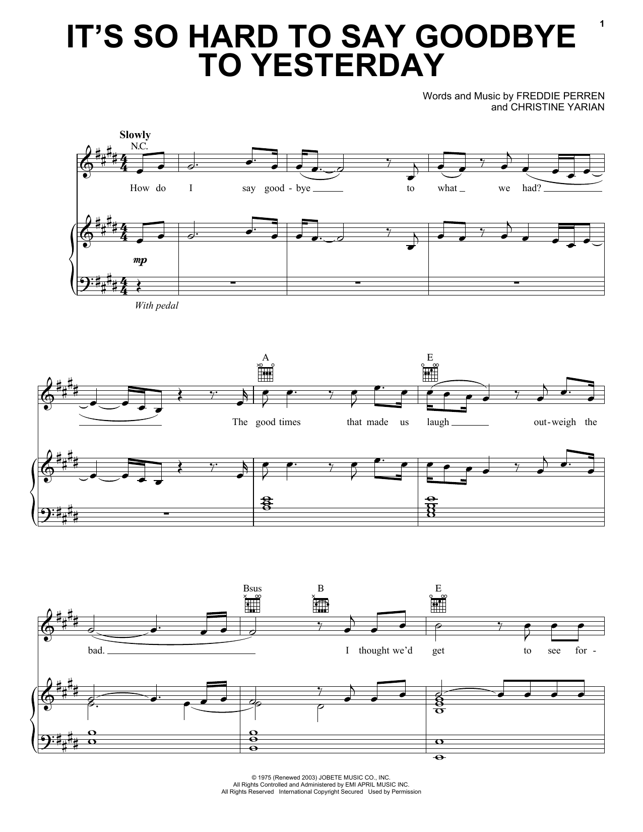 Produktbild zu: It's So Hard To Say Goodbye To Yesterday