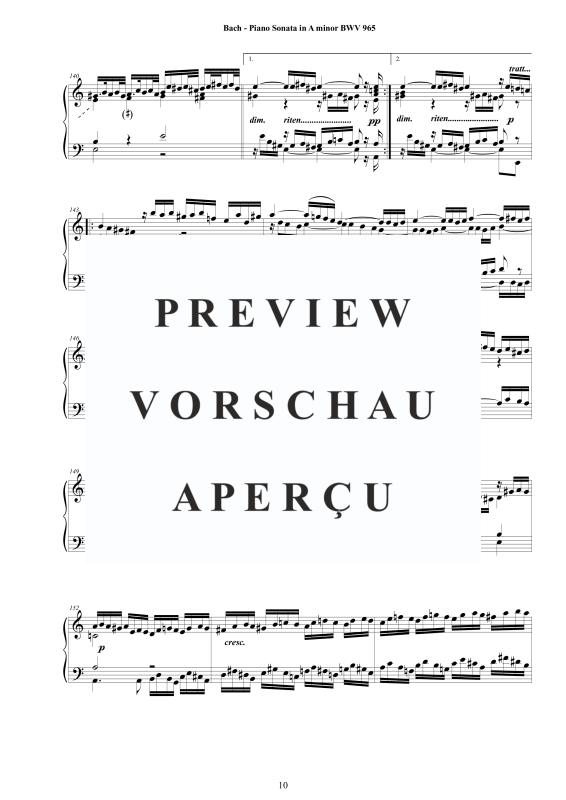 Produktgalerie: Seite 11 von 11 Klavier Sonate in A-Moll BWV 965 - nach Johann Adam Reincken, , Klavier Solo