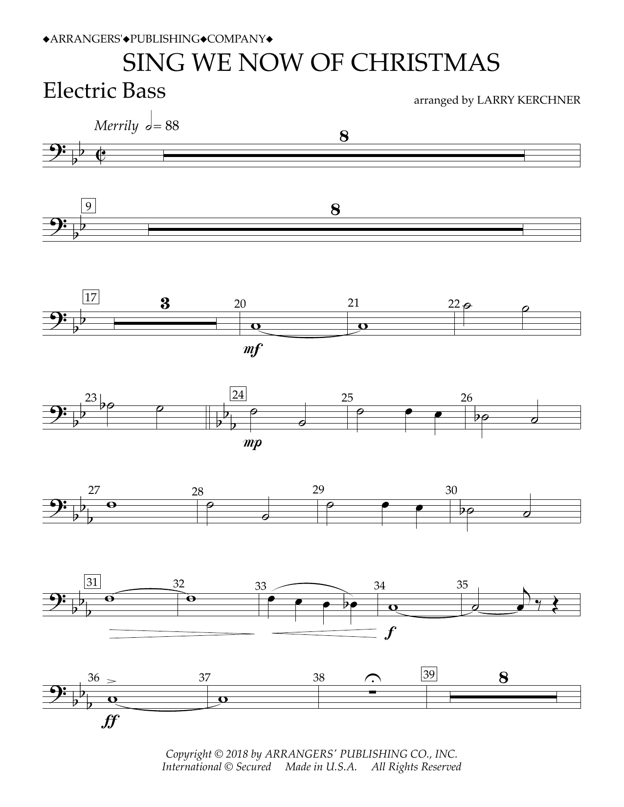 Product picture to: Sing We Now of Christmas (arr. Larry Kerchner) - Electric Bass