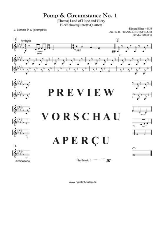 Produktgalerie: Seite 9 von 20 Thema aus Pomp and Circumstance No. 1 Quintett, variable Besetzung, , 