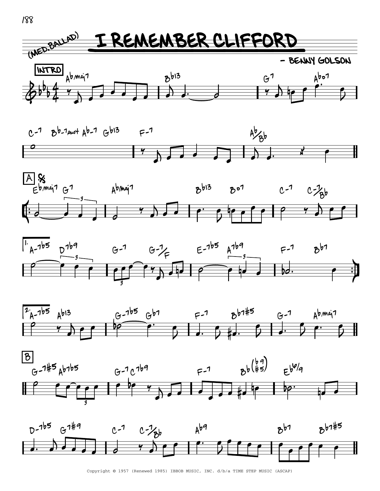 Product picture to: I Remember Clifford [Reharmonized version] (arr. Jack Grassel)