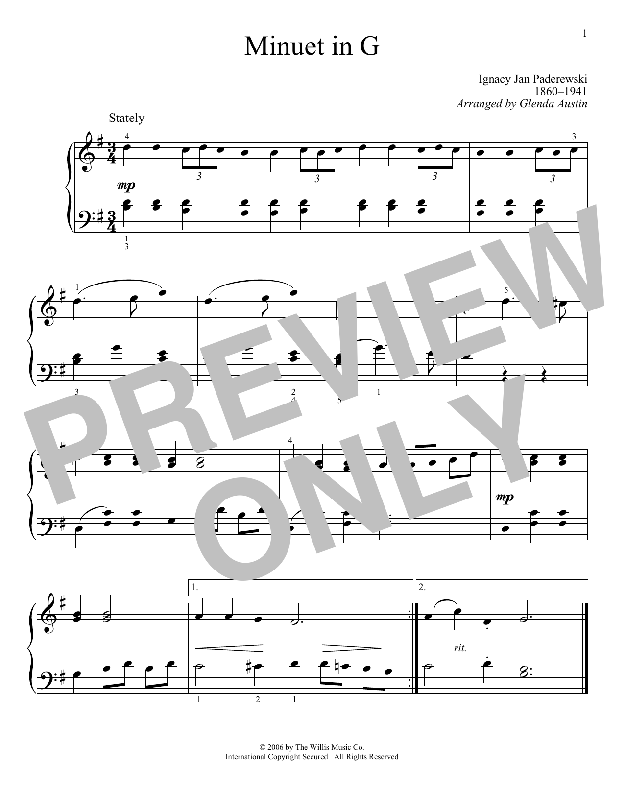 Produktbild zu: Minuet In G (Menuet)