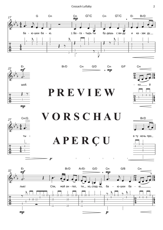 Produktgalerie: Seite 5 von 8 Cossack Lullaby, , (Gesang + Gitarre)