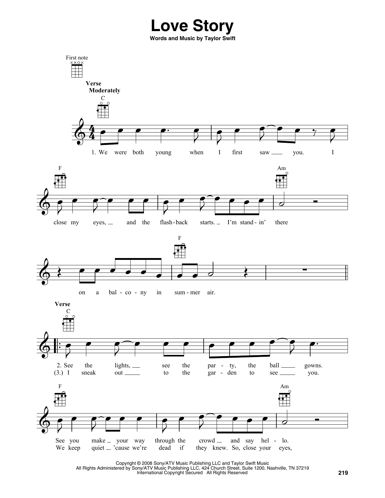 Produktgalerie: Seite 1 von 1 Love Story, Taylor Swift, Ukulele