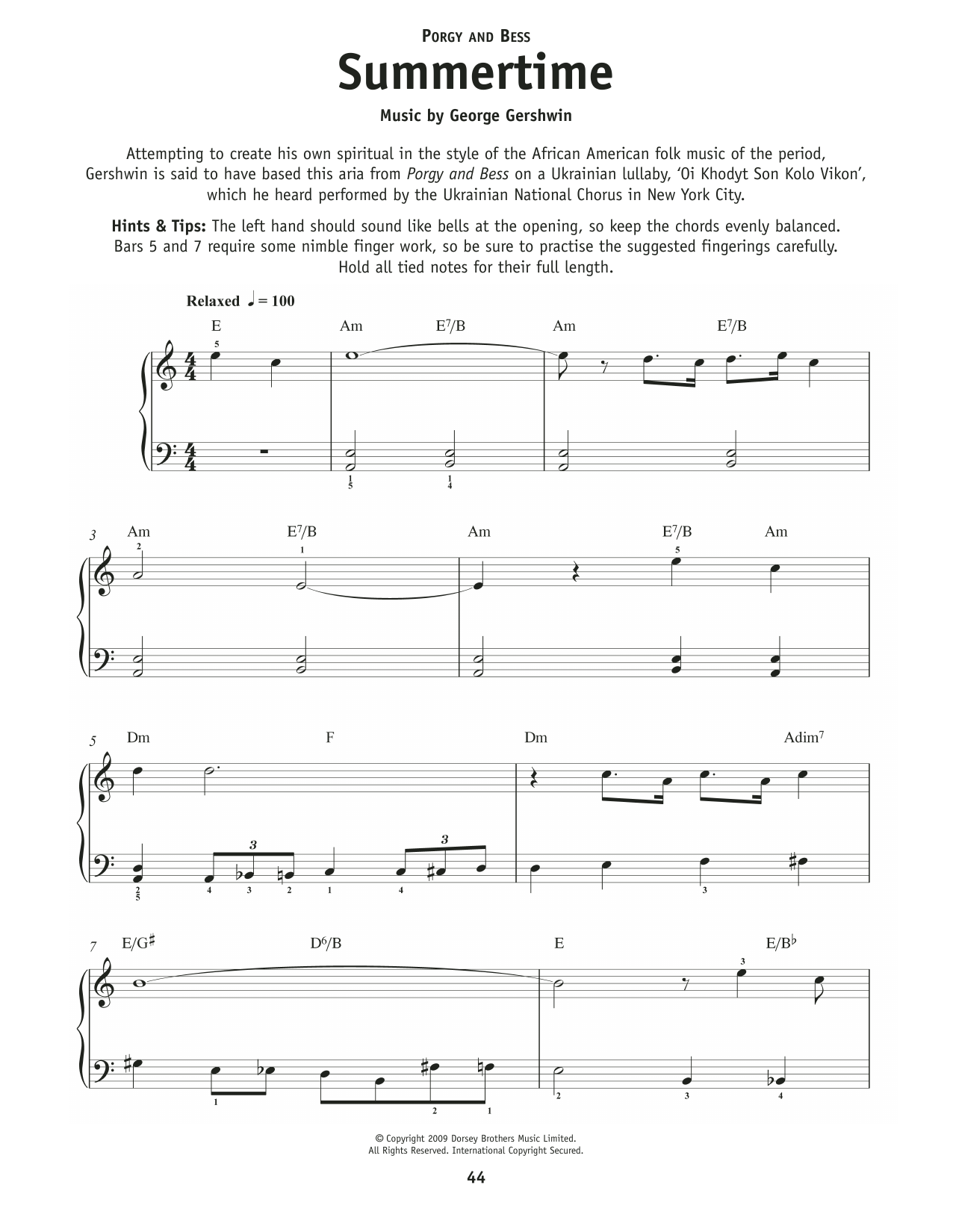 Produktgalerie: Seite 1 von 1 Summertime (from Porgy And Bess), George Gershwin, Klavier