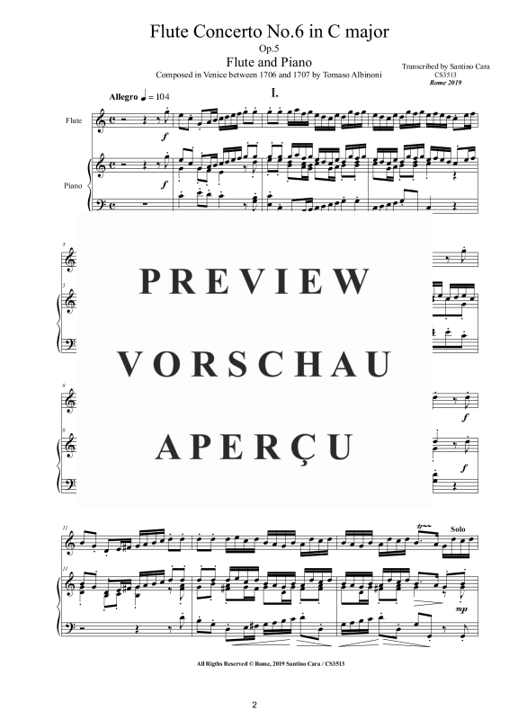 Product gallery: Page 3 of 11 Flute Concerto No.6 in C-Dur Op.5, , Flute and Piano/Harpsichord