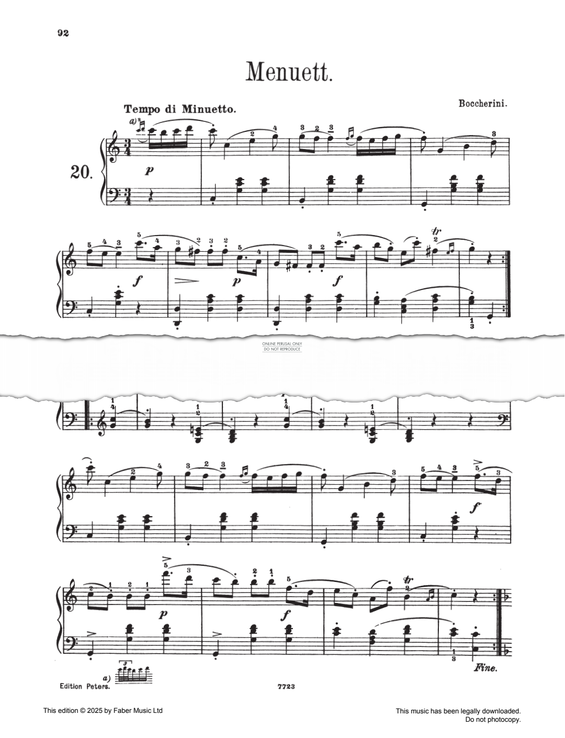 Produktgalerie: Seite 1 von 1 Menuett in C major, Luigi Boccherini, Klavier