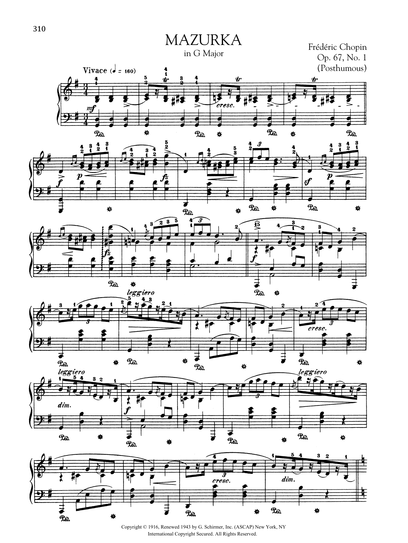 Product gallery: Page 1 of 1 Mazurka in G Major, Op. 67, No. 1 (Posthumous), Frédéric Chopin
