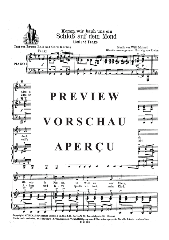 Produktgalerie: Seite 3 von 3 Komm wir baun uns ein Schloss auf dem Mond, , Klavier und Gesang