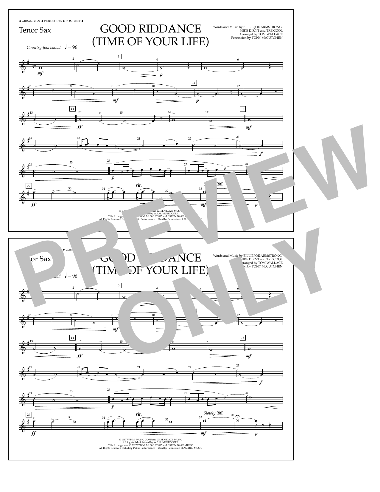 Product picture to: Good Riddance (Time of Your Life) - Tenor Sax