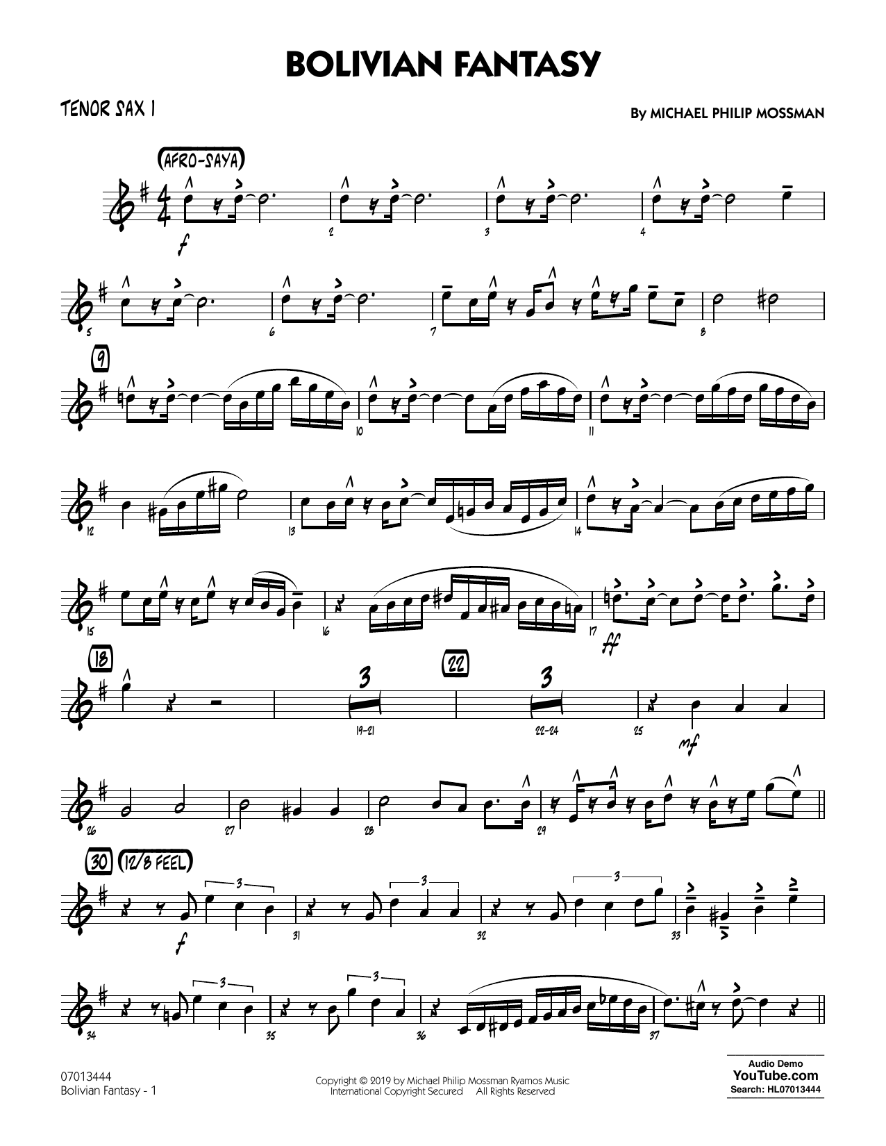 Produktgalerie: Seite 1 von 1 Bolivian Fantasy - Tenor Sax 1, Michael Philip Mossman