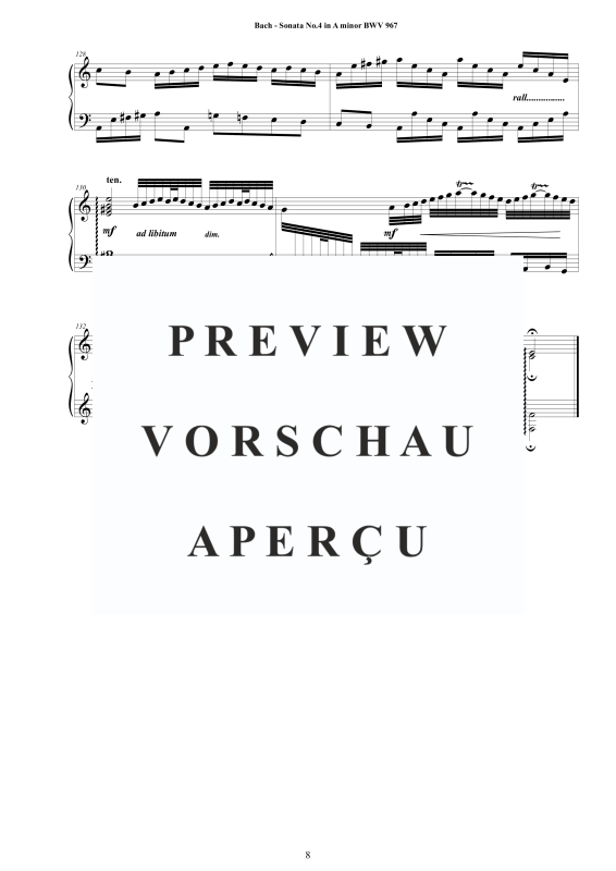 Produktgalerie: Seite 9 von 9 Sonate Nr. 4 in A-Moll BWV 967, , Cembalo/Klavier Solo
