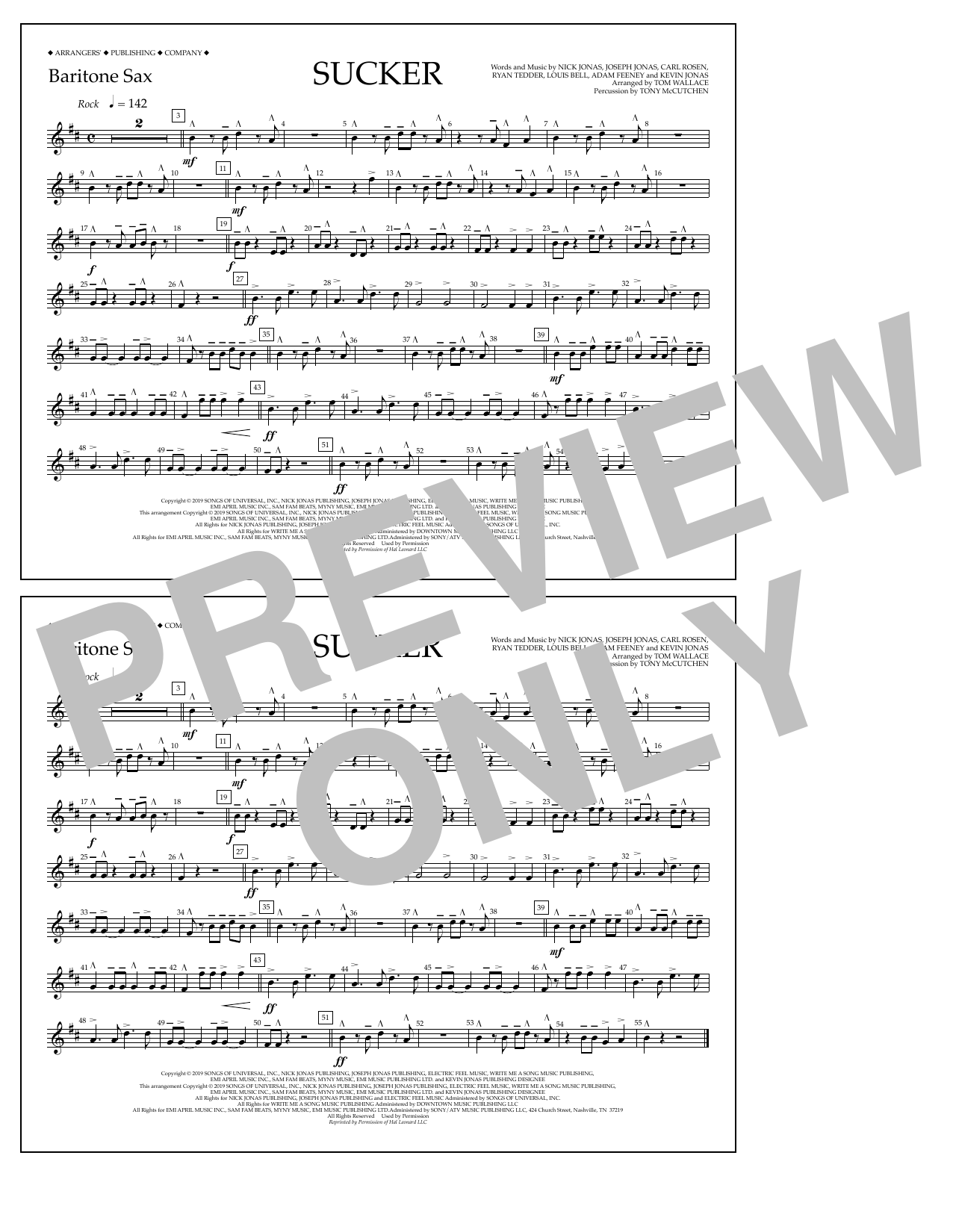 Product picture to: Sucker (arr. Tom Wallace) - Baritone Sax