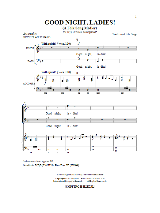 Produktbild zu: Good Night, Ladies! (A Folk Song Medley)