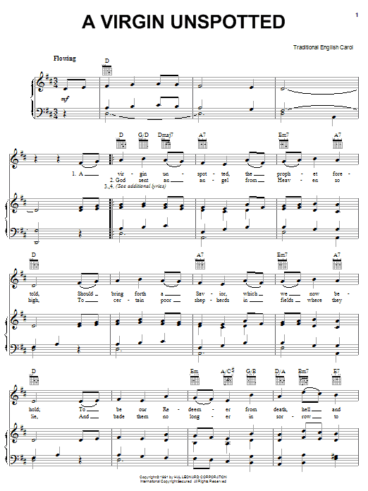 Product gallery: Page 1 of 1 A Virgin Unspotted, Traditional English Carol