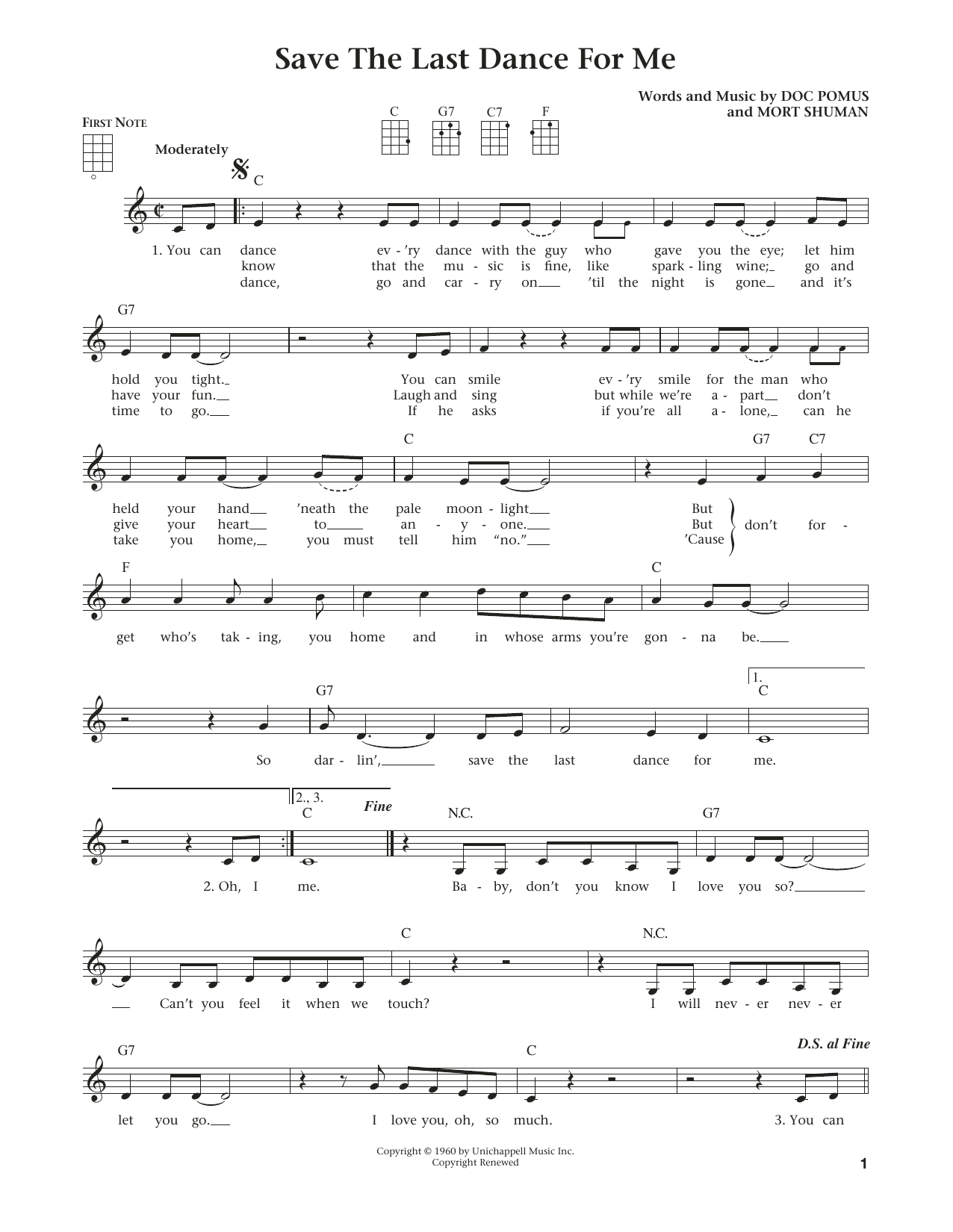 Product gallery: Page 1 of 1 Save The Last Dance For Me (from The Daily Ukulele) (arr. Liz and Jim Beloff), The Drifters