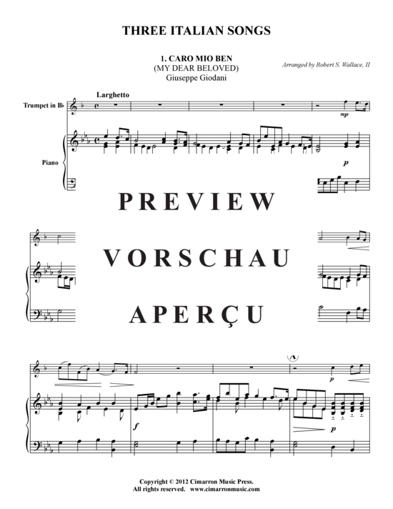 gallery: Drei italienische Lieder , , (Trompete in B + Klavier)