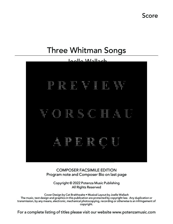 Produktgalerie: Seite 3 von 11 Three Whitman Songs, , (Gemischtes Ensemble Holzbläser, Cello und Mittlere Stimme)