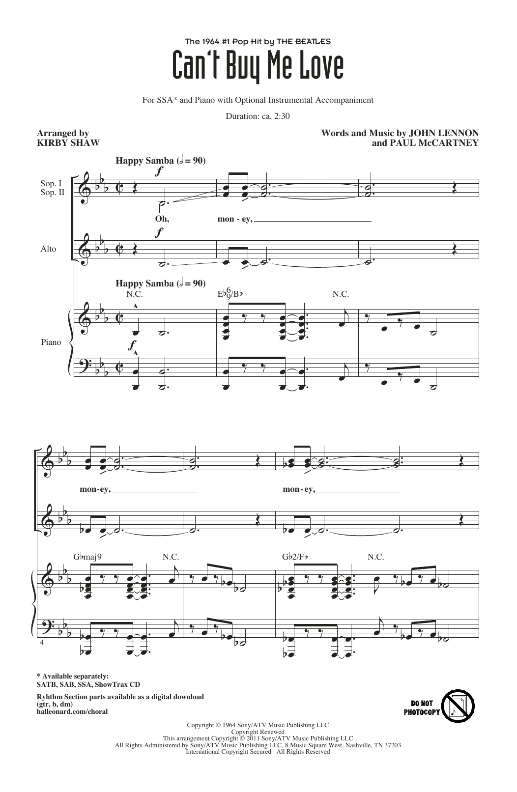 Produktgalerie: Seite 1 von 1 Can't Buy Me Love (arr. Kirby Shaw), The Beatles, Chor
