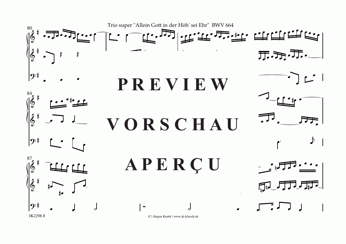 Produktgalerie: Seite 9 von 10 Trio super Allein Gott in der Höh´ sei Ehr BWV 664 G-Dur , , (Orgel Solo)