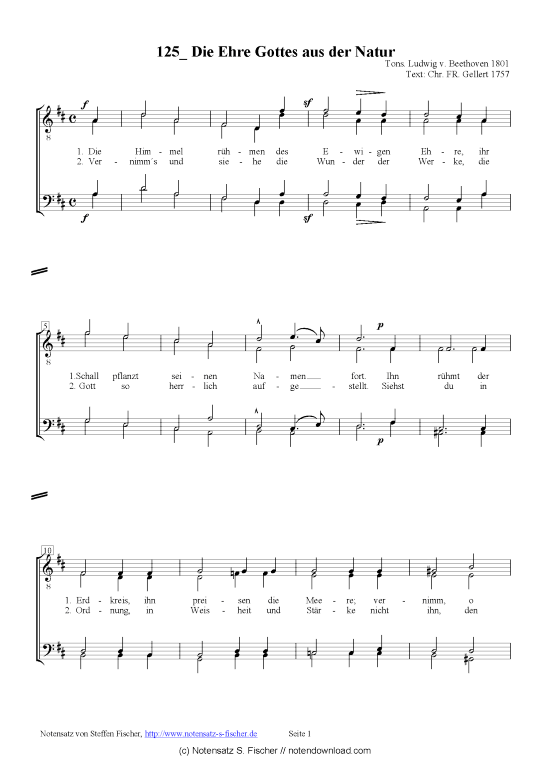 Product picture to: Die Ehre Gottes aus der Natur  Ludwig v. Beethoven 1801 / Chr. FR. Gellert 1757 